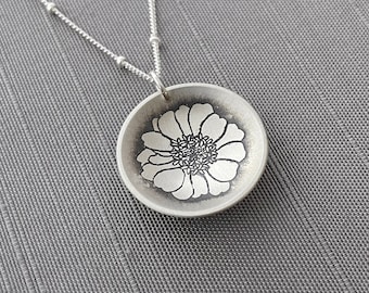 Sterling Silver Zinnia  Necklace No. 2