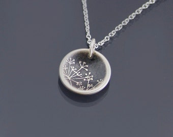 Tiny Cupped Sterling Silver Queen Anne's Lace Necklace