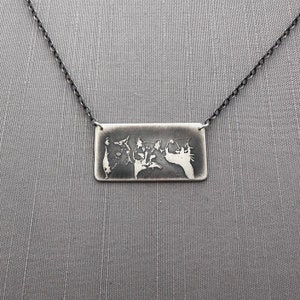 Sterling Silver Three Muses Cat Necklace