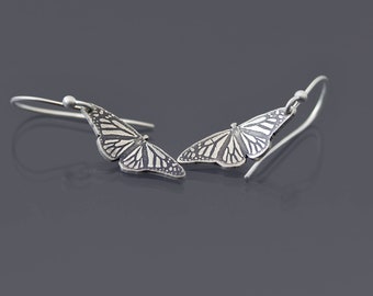 Sterling Silver Monarch Butterfly Earrings