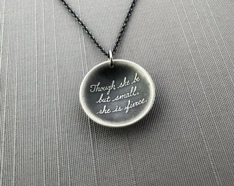 Sterling Silver Shakespeare Fierce Quote Necklace