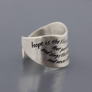 Hope is the Thing With Feathers Ring, Sterling Silver Emily Dickinson Ring image 2