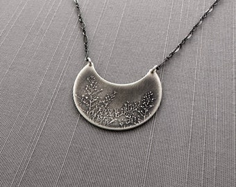 Sterling Silver Prairie Flower Crescent Necklace