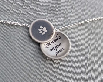 Sterling Silver Love Walks on Four Paws Necklace