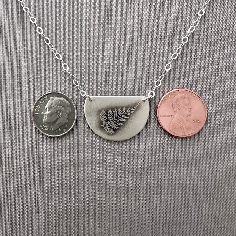 Sterling Silver Semicircle Fern Necklace image 6