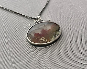 Sterling Silver Moss Agate Necklace