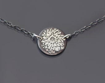 Tiny Sterling Silver Dahlia Necklace