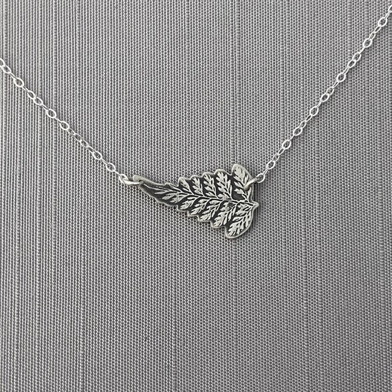 Sterling Silver Sideways Fern Frond Necklace - Etsy