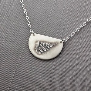 Sterling Silver Semicircle Fern Necklace image 1