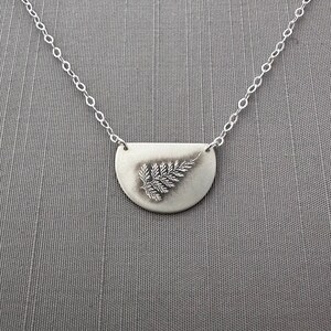 Sterling Silver Semicircle Fern Necklace image 3