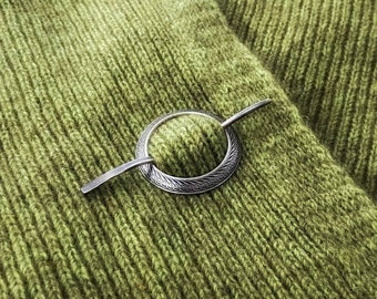 Small Sterling Silver Open Circle Shawl Pin Brooch