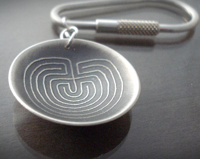 Sterling Silver Labyrinth Keychain Etsy