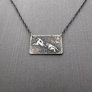 Sterling Silver Leaping Tabby Cat Necklace