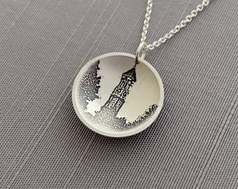 Sterling Silver Purdue University Bell Tower Necklace