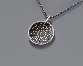 Tiny Sterling Silver Peony Necklace