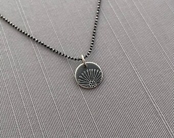 Teeny Tiny Sterling Silver Seed Pod Pattern Necklace