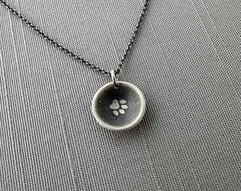 Tiny Sterling Silver Paw Print Necklace