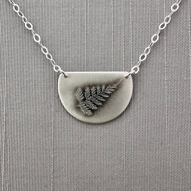 Sterling Silver Semicircle Fern Necklace image 10
