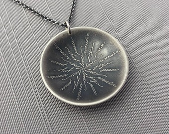 Sterling Silver Calligraphy Snowflake Necklace, Love Joy Peace Wonder