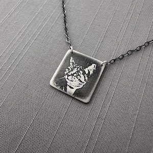 Sterling Silver Rectangle Cat Necklace