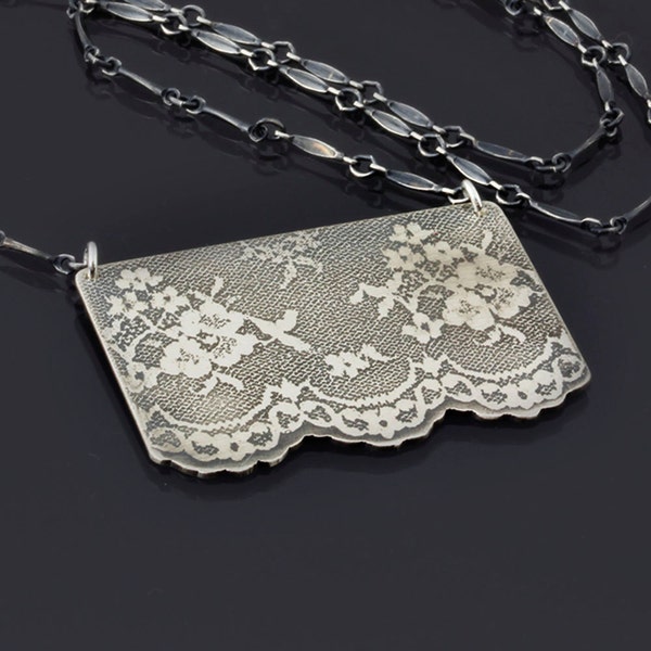 Etched Sterling Silver Lace Necklace (No. 6)