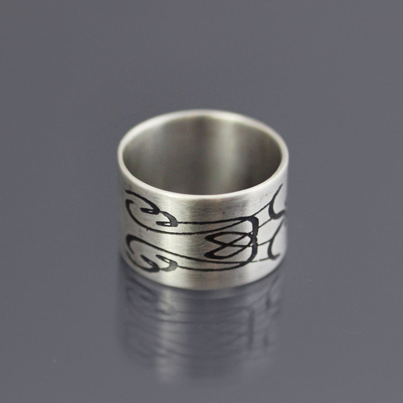 Etched Sterling Silver Flourish Band image 5