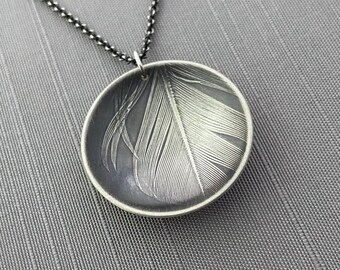 Cupped Sterling Silver Feather Necklace