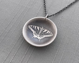 Sterling Silver Eastern Tiger Swallowtail  Butterfly Saucer  Necklace