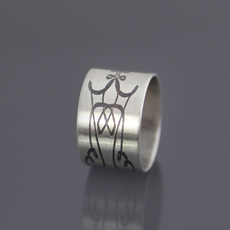 Etched Sterling Silver Flourish Band image 2