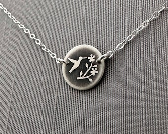 Tiny Sterling Silver Hummingbird Necklace