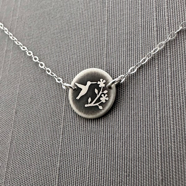 Tiny Sterling Silver Hummingbird Necklace