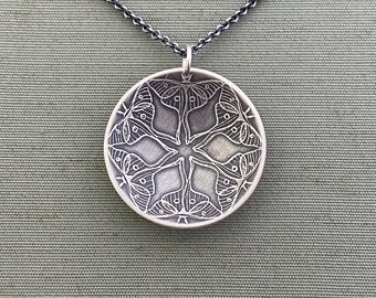 Sterling Silver Luna Moth Mandala Necklace