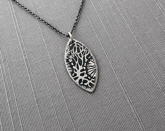 Small Sterling Silver Fossil Texture Necklace