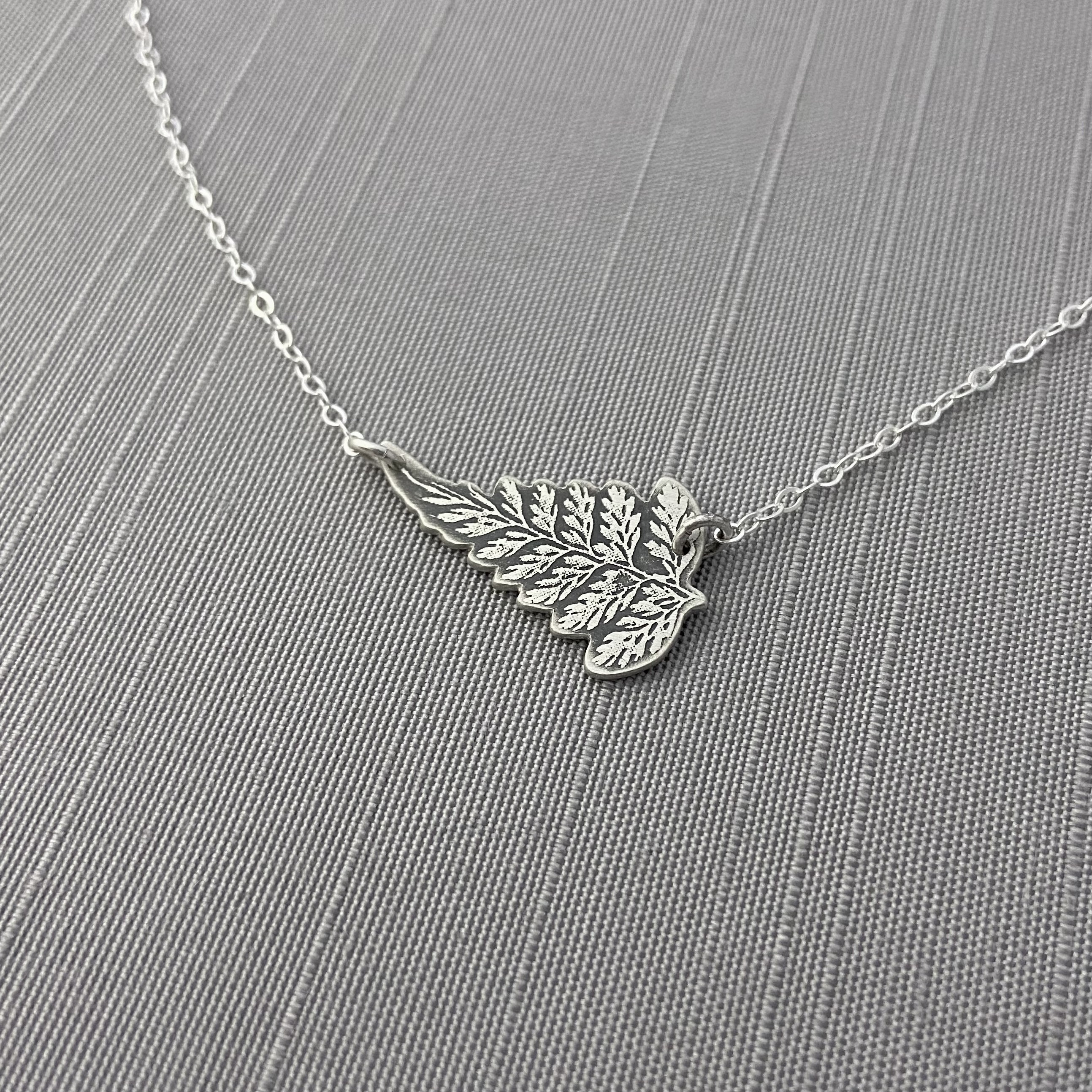 Sterling Silver Sideways Fern Frond Necklace - Etsy