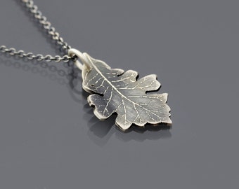 Sterling Silver Bur Oak Leaf Necklace