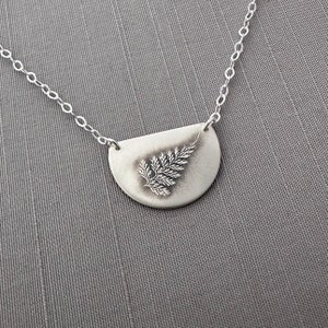 Sterling Silver Semicircle Fern Necklace image 9