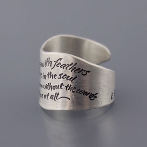 Hope is the Thing With Feathers Ring, Sterling Silver Emily Dickinson Ring image 3