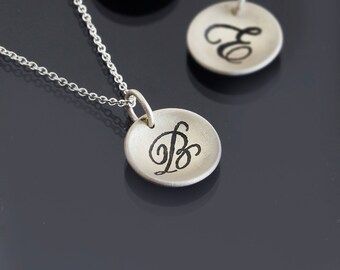 Sterling Silver Script Initial Necklace