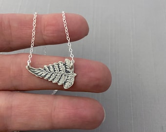 Sterling Silver Sideways Fern Frond Necklace - Etsy