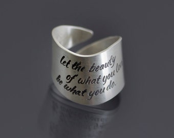 Etched Sterling Silver Rumi Ring: Let The Beauty Of What You Love Be What You Do