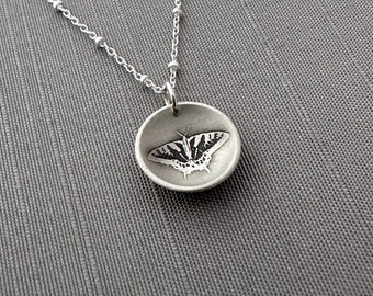 Small Sterling Silver Eastern Tiger Swallowtail Butterfly Saucer Necklace