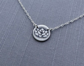 Tiny Sterling Silver Lotus Blossom Necklace