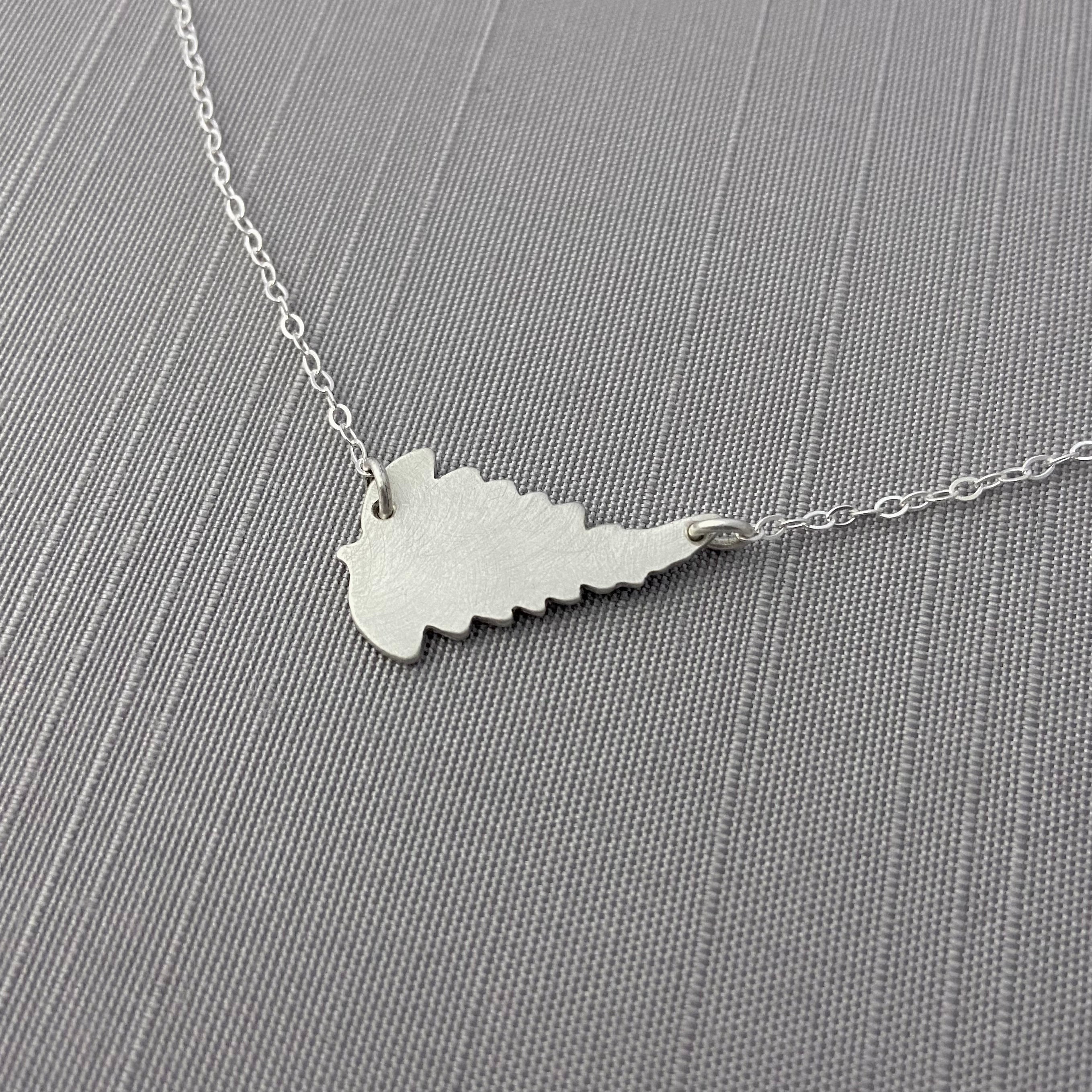 Sterling Silver Sideways Fern Frond Necklace - Etsy