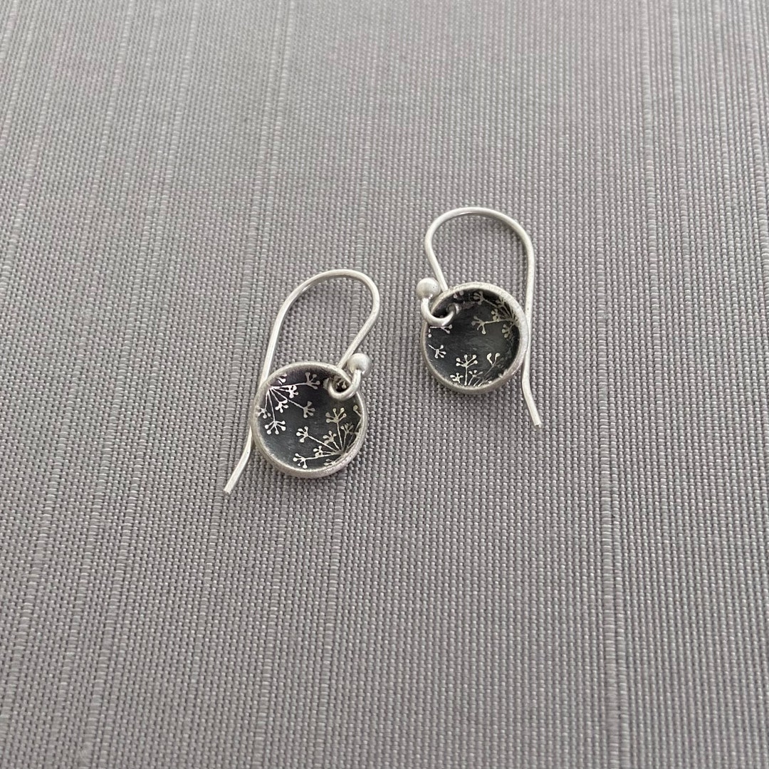 Tiny Sterling Silver Queen Anne's Lace Earrings - Etsy