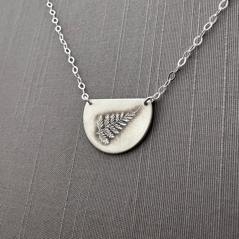 Sterling Silver Semicircle Fern Necklace image 2