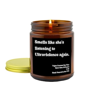 Gerüche wie sie zuhört Minikerze im Glas, Sojakerze, Geschenk für BFF, Fan Geschenk, Ultraviolence, Geburtstagsgeschenk für Teen, Lana Fan Geschenk