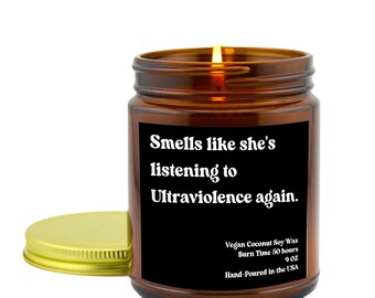 Smells Like She's Listening Mini Jar Candle, Soy Candle, Gift for BFF, Fan Gift, Ultraviolence, Birthday Gift for Teen, Lana Fan Gift
