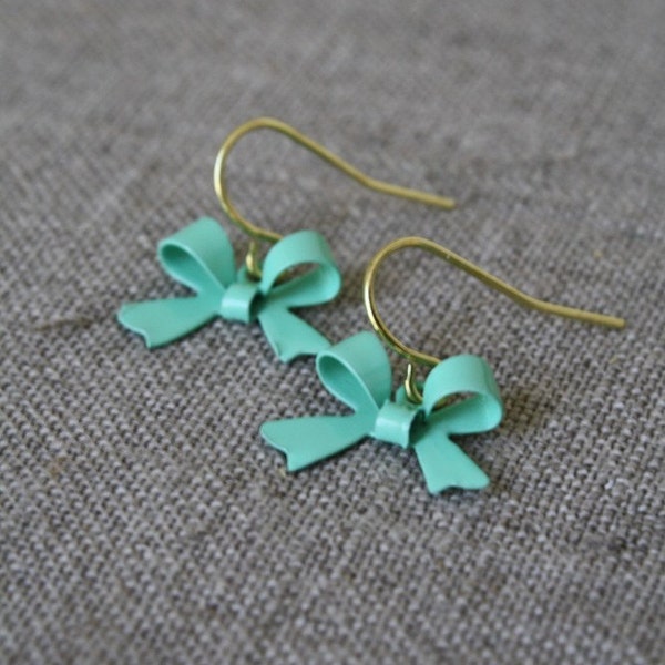 Marietta Earrings - Tiny Seafoam Bows