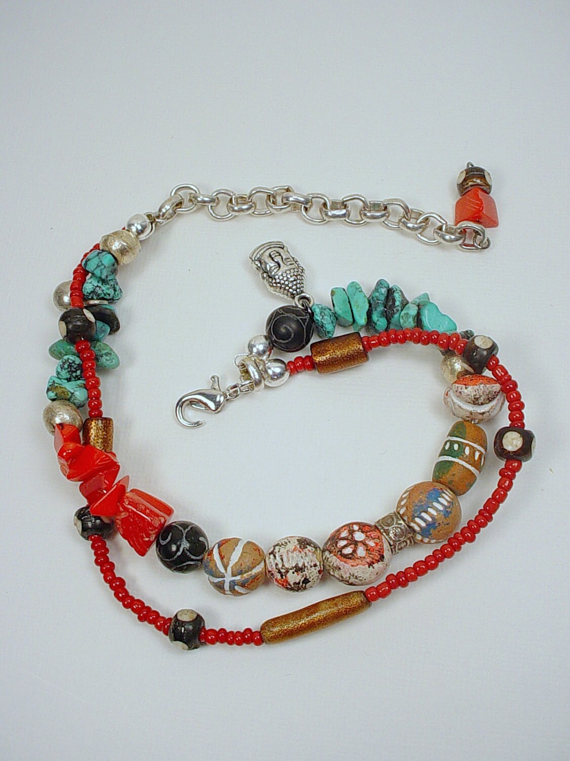 Tibetan Style Bracelet With Buddha Charm Coral Turquoise - Etsy