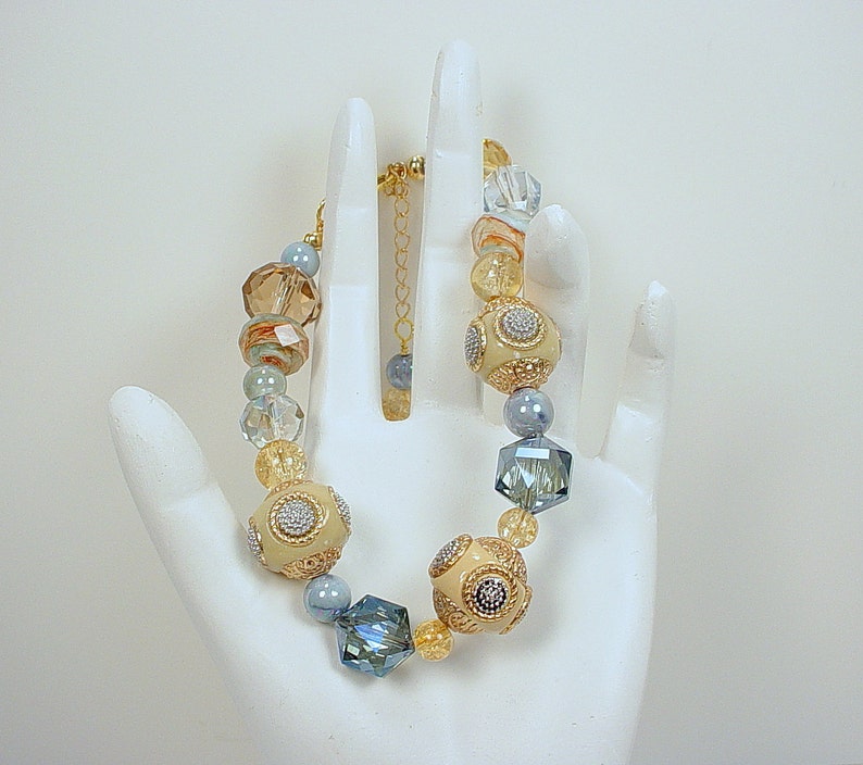 Taupe Tan Glass Pearls Necklace and Bracelet Set Buy ONE or ALL Crackle Glass in Aqua Kashmiri Beads Champagne Faceted